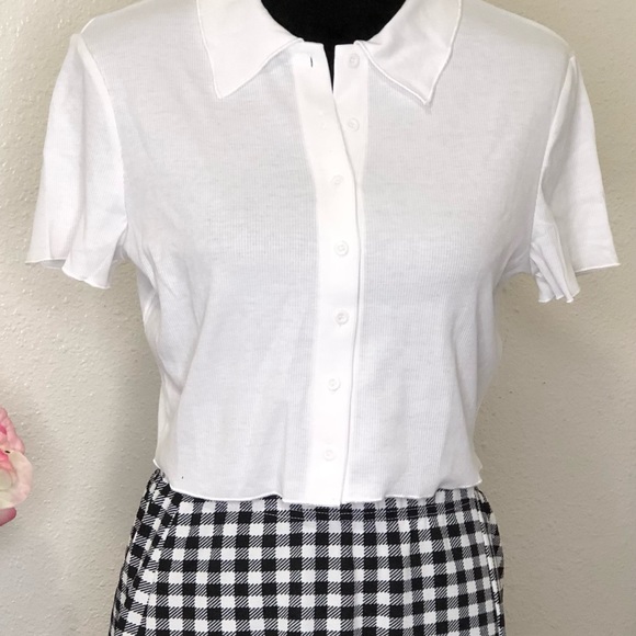 SHEIN Button Up Top And Split Hem Skirt Set - Picture 8 of 8